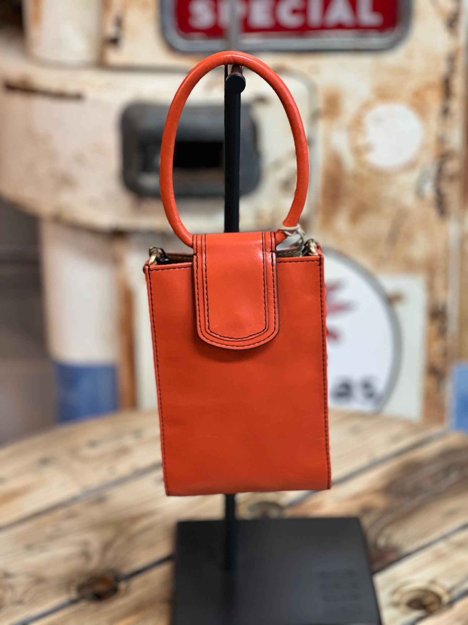 small handbag in blaze orange 