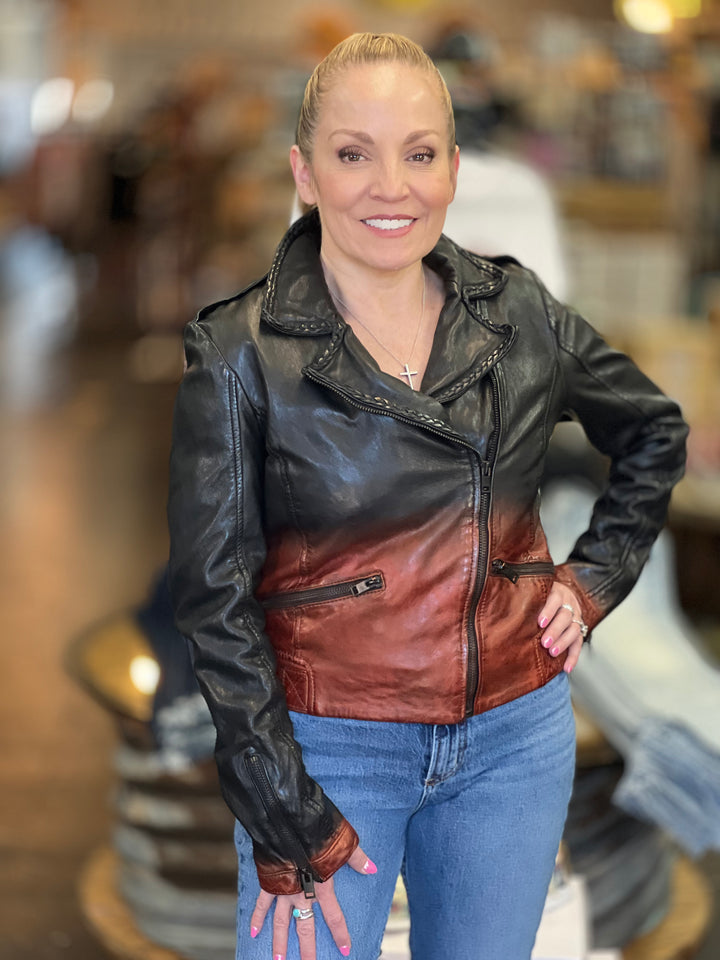 Aica Leather Jacket Black-Copper by Mauritius