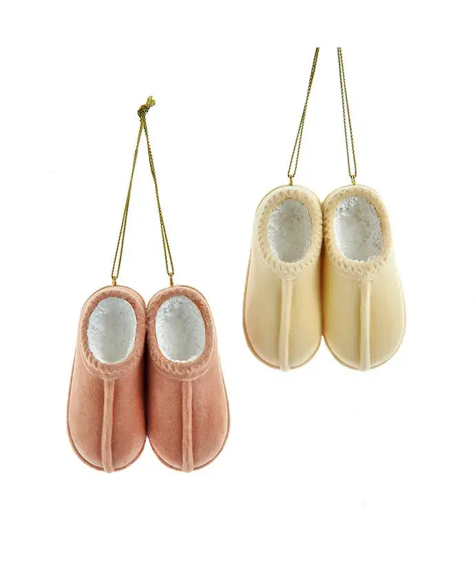 3.125" Resin Flocked Slippers Ornament 2 Assorted