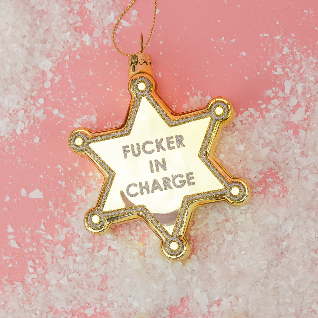 Fucker In Charge - Funny Glass Ornament, Holiday Gift