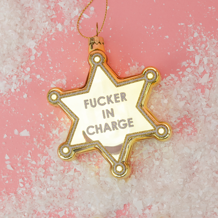 Fucker In Charge - Funny Glass Ornament, Holiday Gift