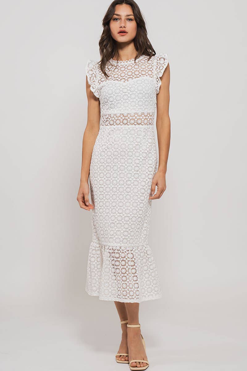 Laced Web Midi Dress