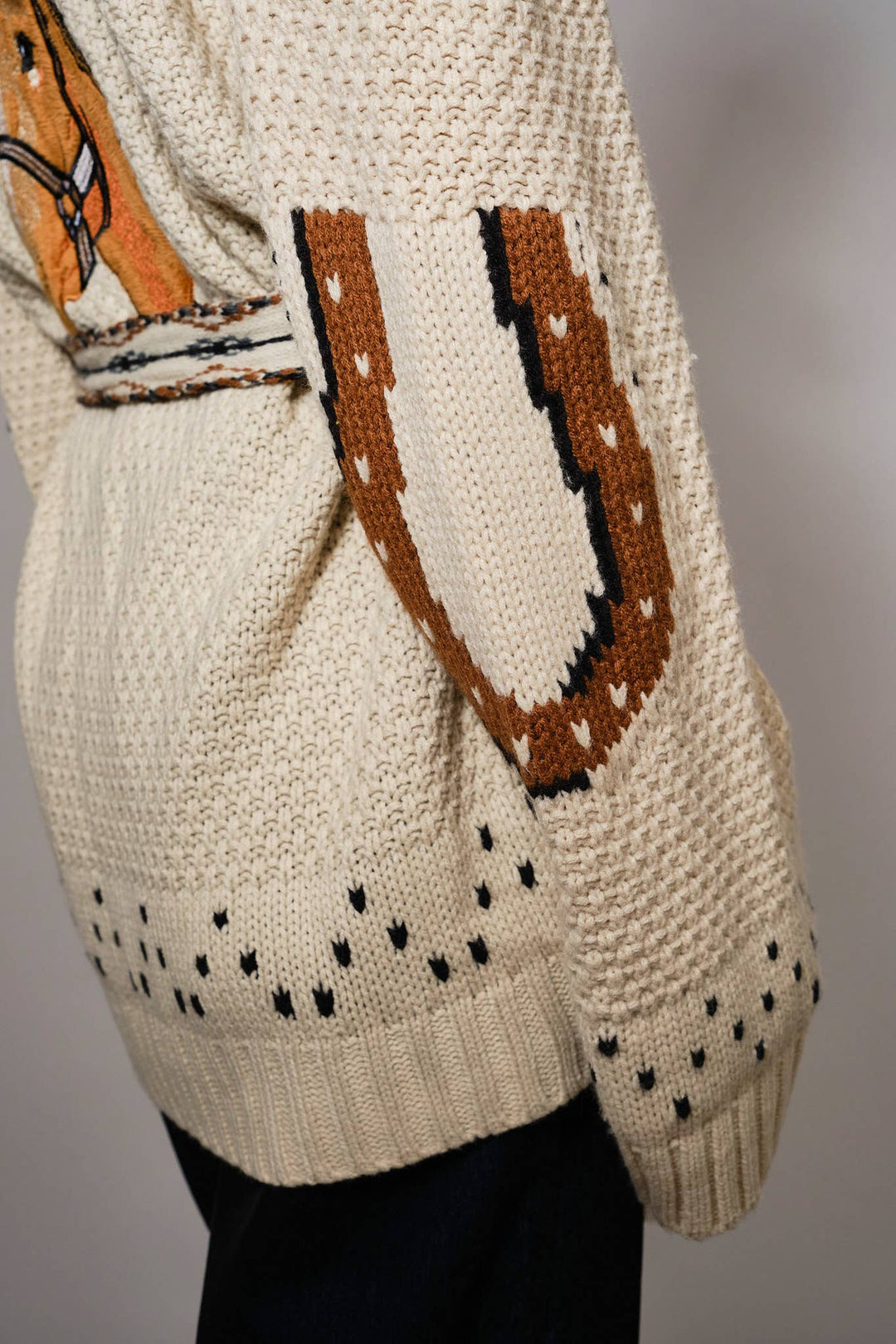 52126W - Western Horse Belted Cardigan Sweater