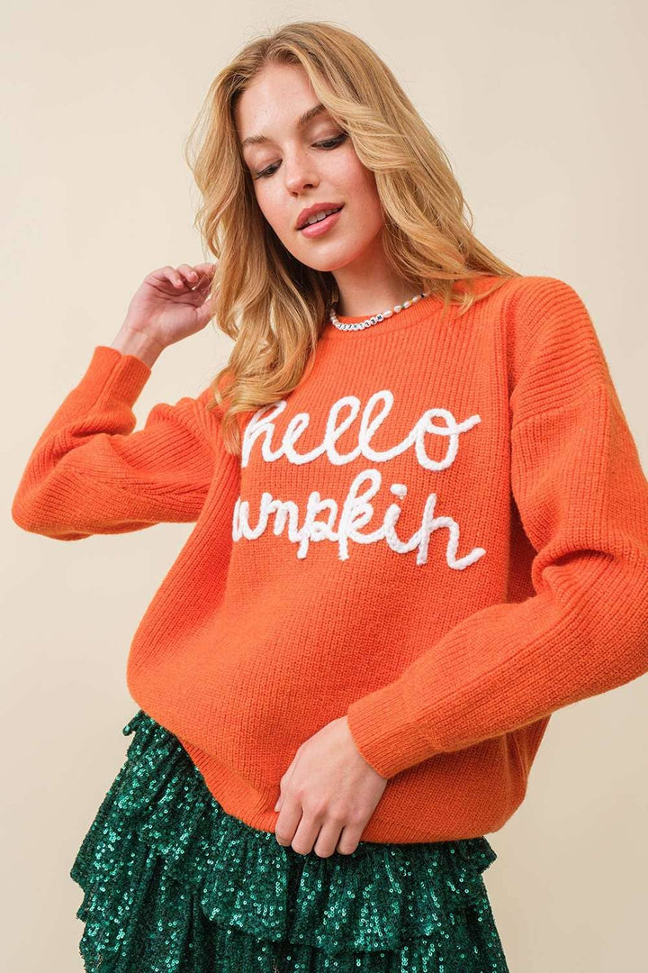 Hello Pumpkin Letter Verbiage Sweater