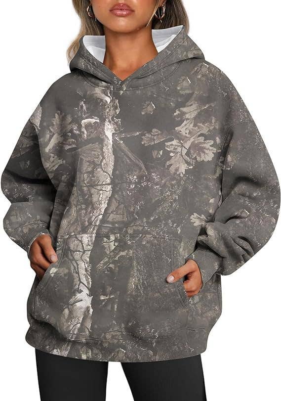 Camouflage hoodie Oversized sports hoodie with maple print