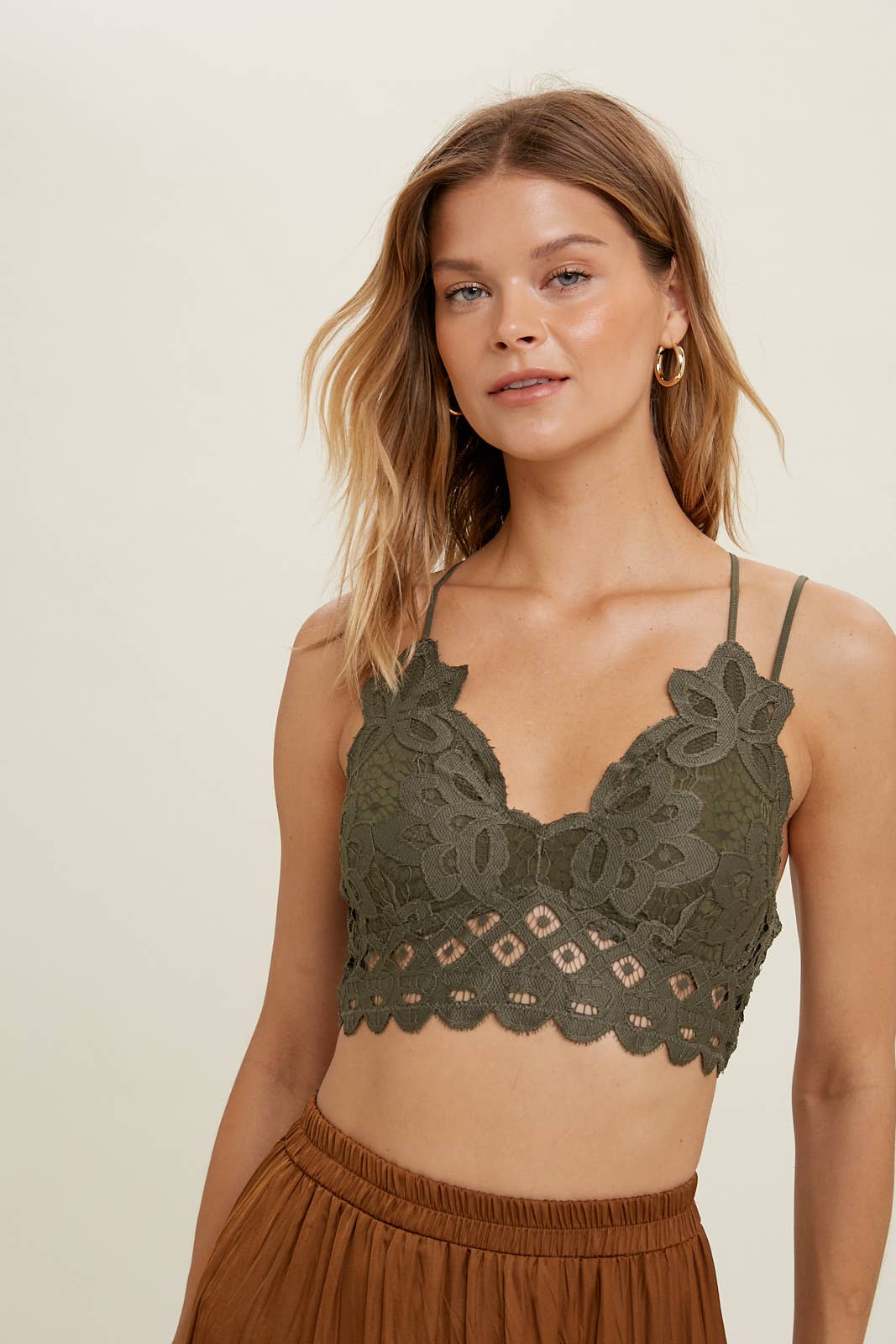 DOUBLE STRAP SCALLOPED LACE BRALETTE / WL17-0136