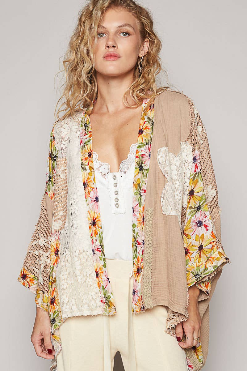 Oversized floral pattern double gauze cardigan SALE