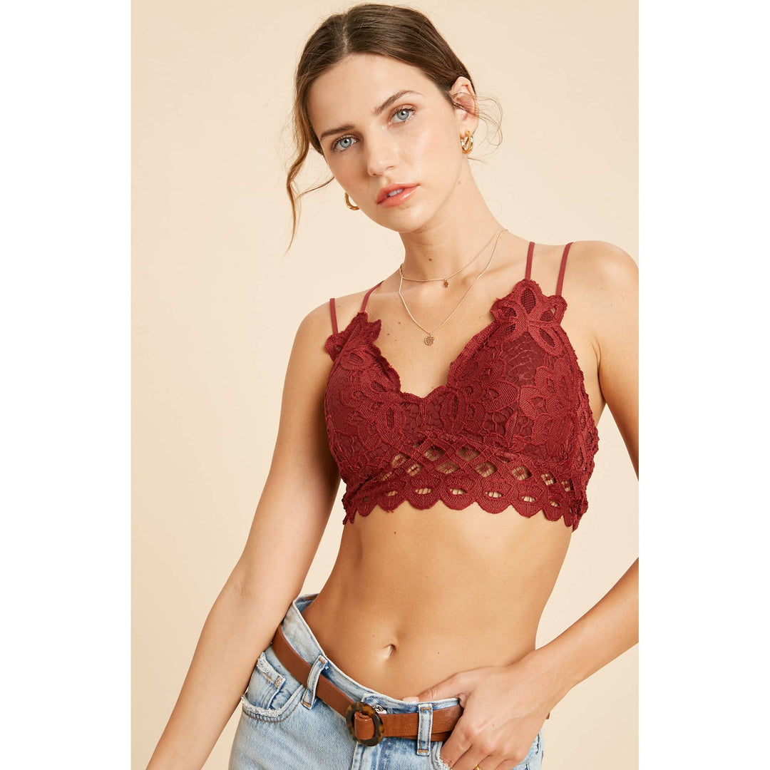 DOUBLE STRAP SCALLOPED LACE BRALETTE / WL17-0136