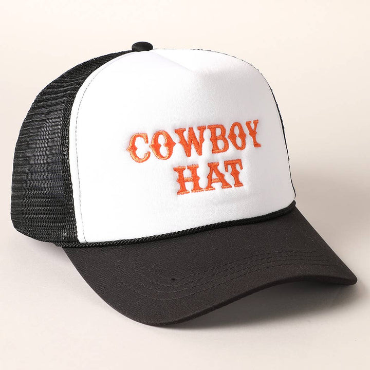 Cowboy Hat Embroidered Mesh Back Trucker Cap