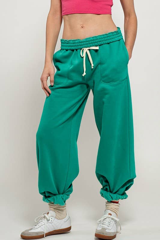 ELASTIC DRAWSTRING COTTON SWEATPANTS