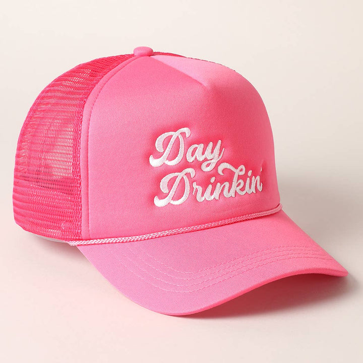 Day Drinkin Texts Embroidery Mesh Back Trucker Hat