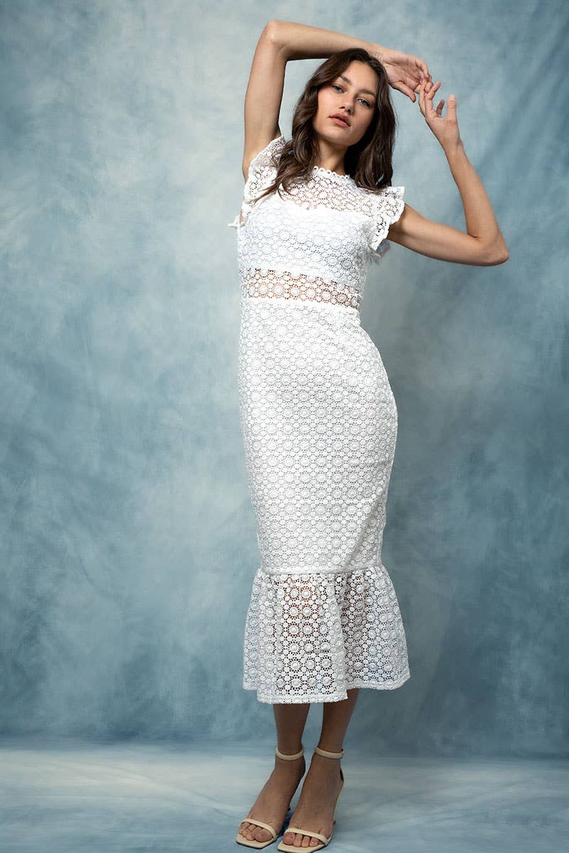 Laced Web Midi Dress