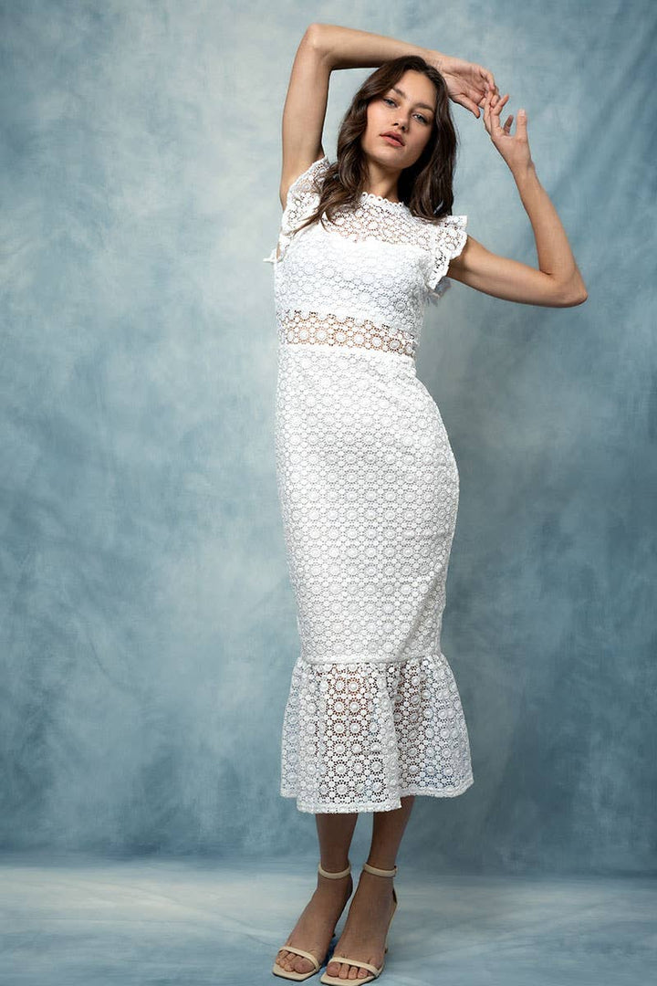 Laced Web Midi Dress