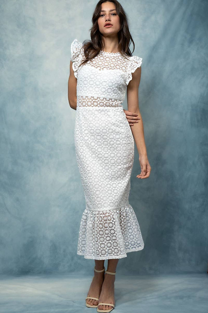 Laced Web Midi Dress