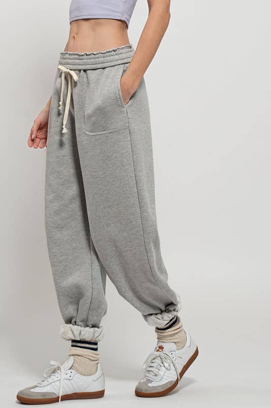 ELASTIC DRAWSTRING COTTON SWEATPANTS