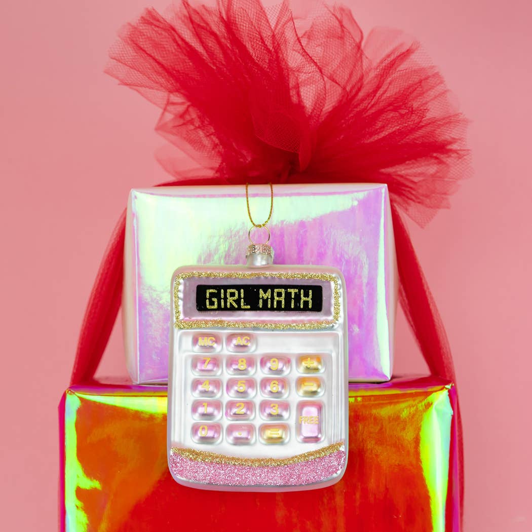 Girl Math - Funny Calculator Glass Ornament, Holiday Gift