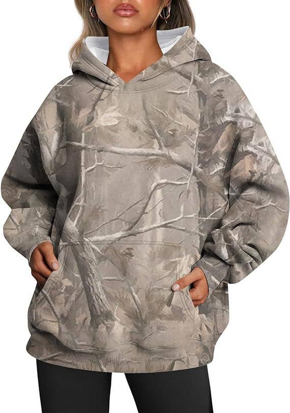 Camouflage hoodie Oversized sports hoodie with maple print