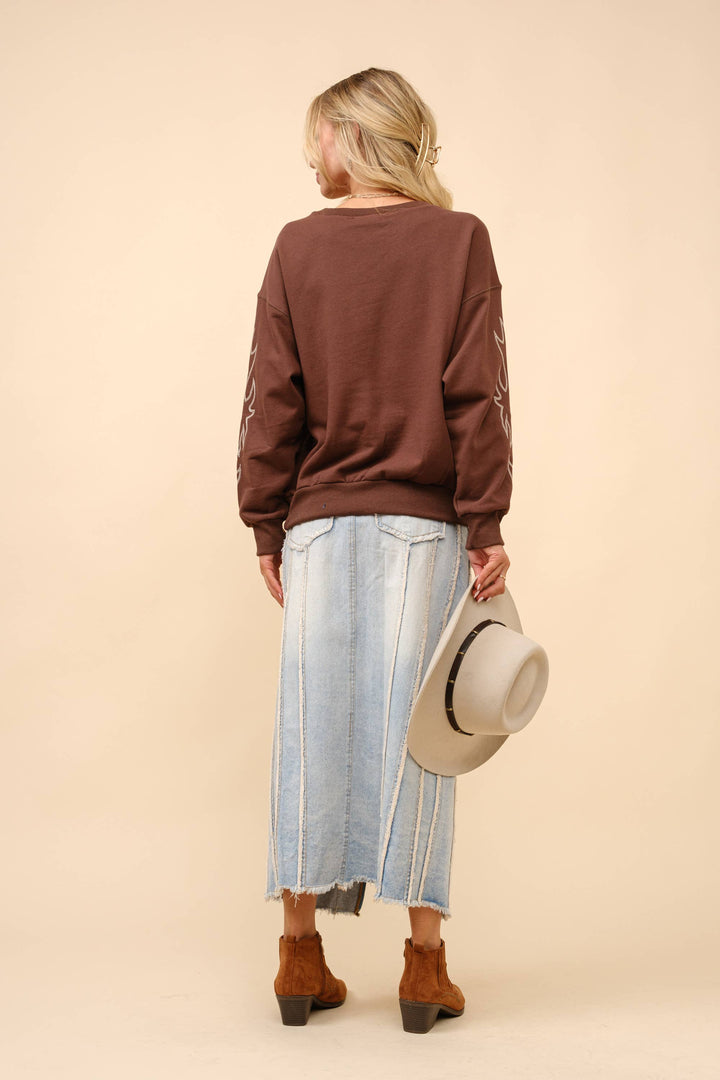 Western Boots Stitch Pullover Sweatshirt