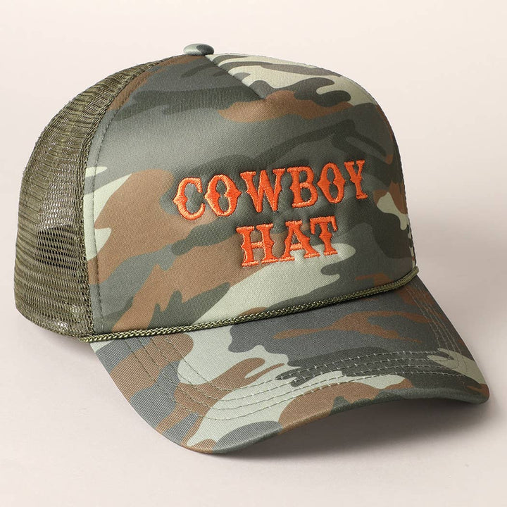 Cowboy Hat Embroidered Mesh Back Trucker Cap