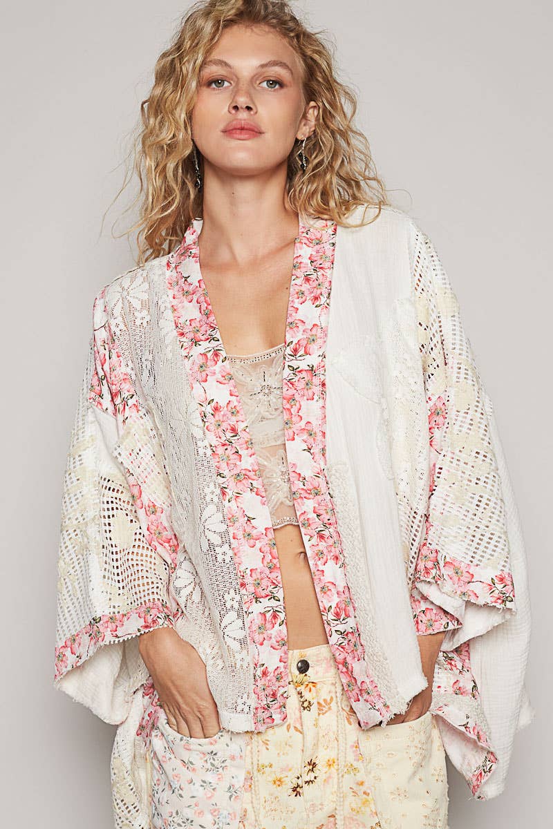 Oversized floral pattern double gauze cardigan SALE