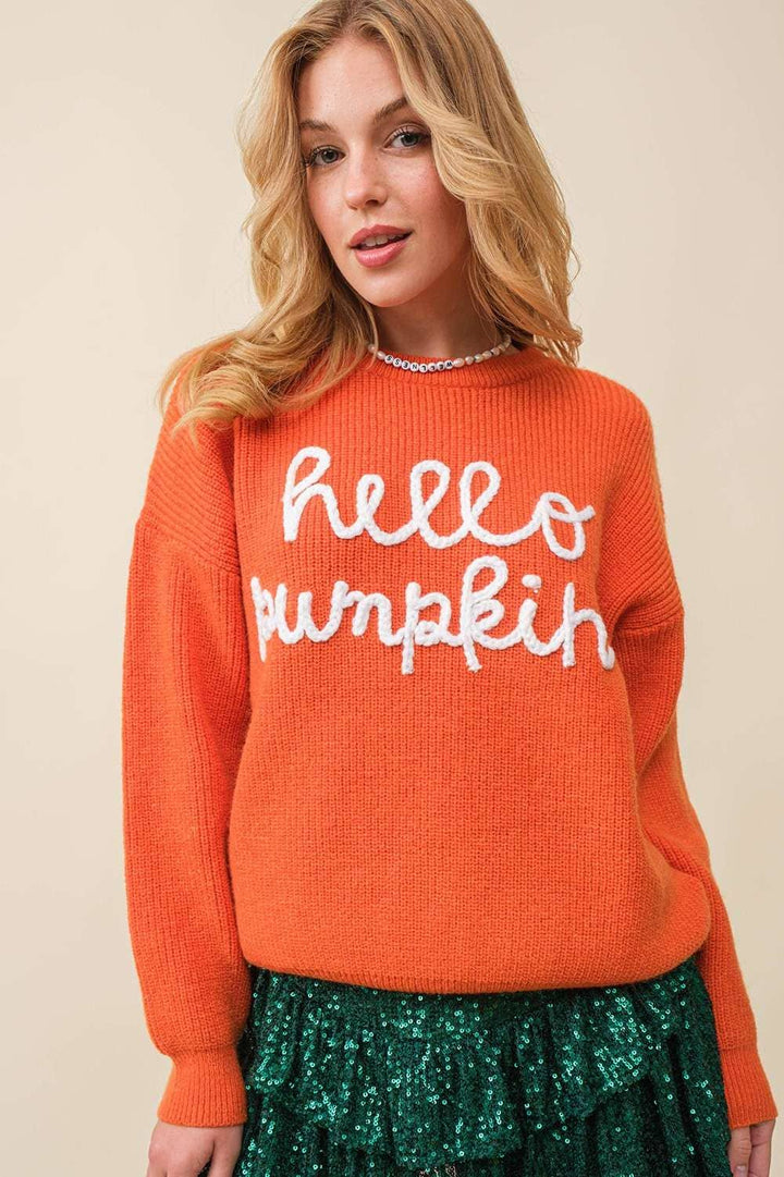 Hello Pumpkin Letter Verbiage Sweater