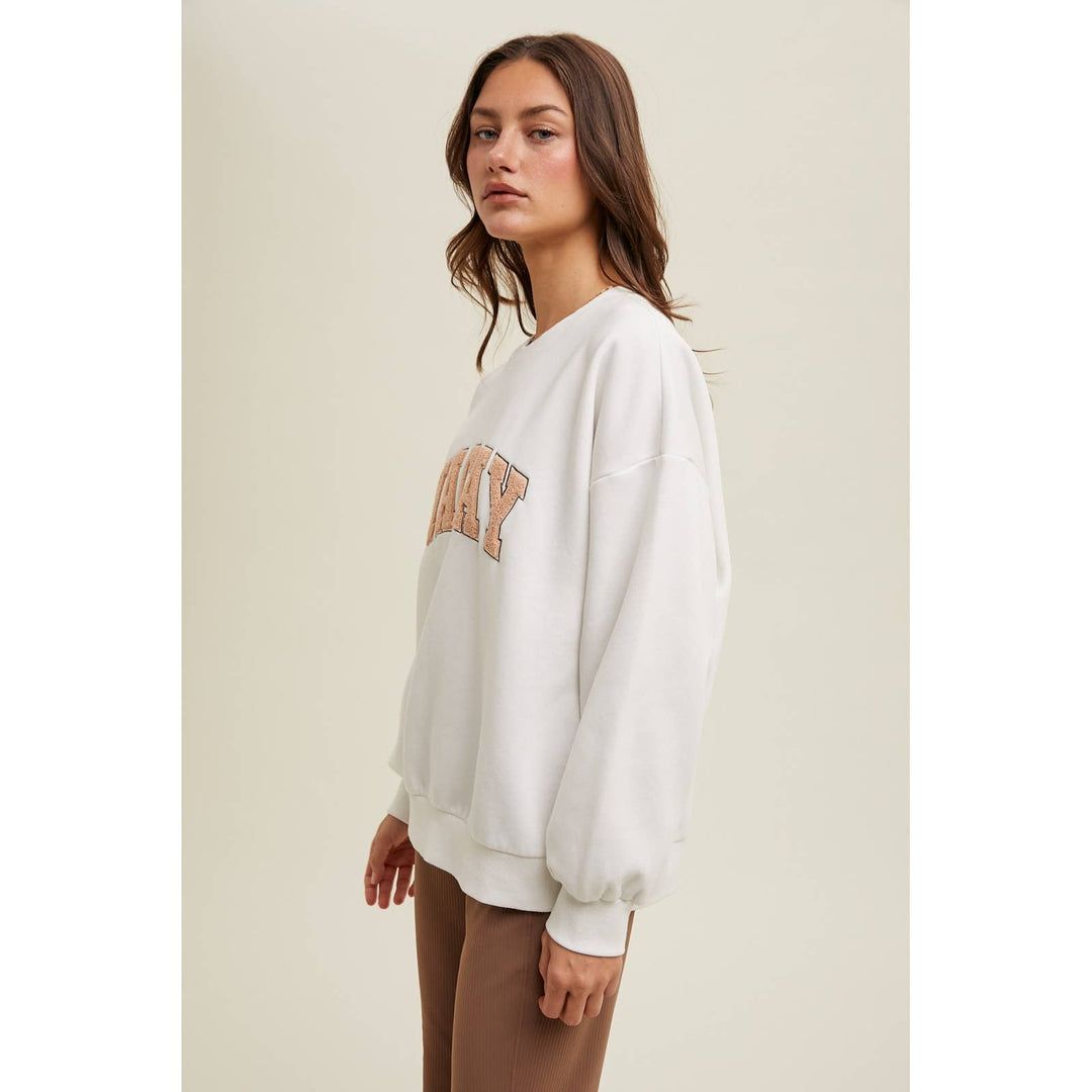 'VACAY' PATCH PULLOVER SWEATSHIRT / WL24-9273