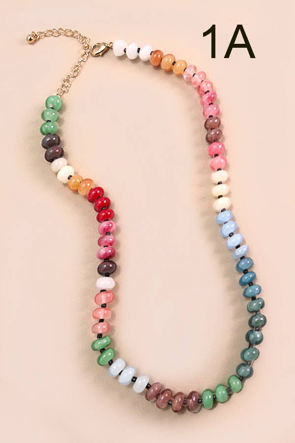 NATURAL AGATE GLASS SEMI PRECIOUS BEAD NECKLACE | 80N896