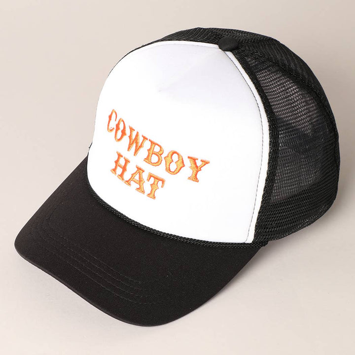 Cowboy Hat Embroidered Mesh Back Trucker Cap