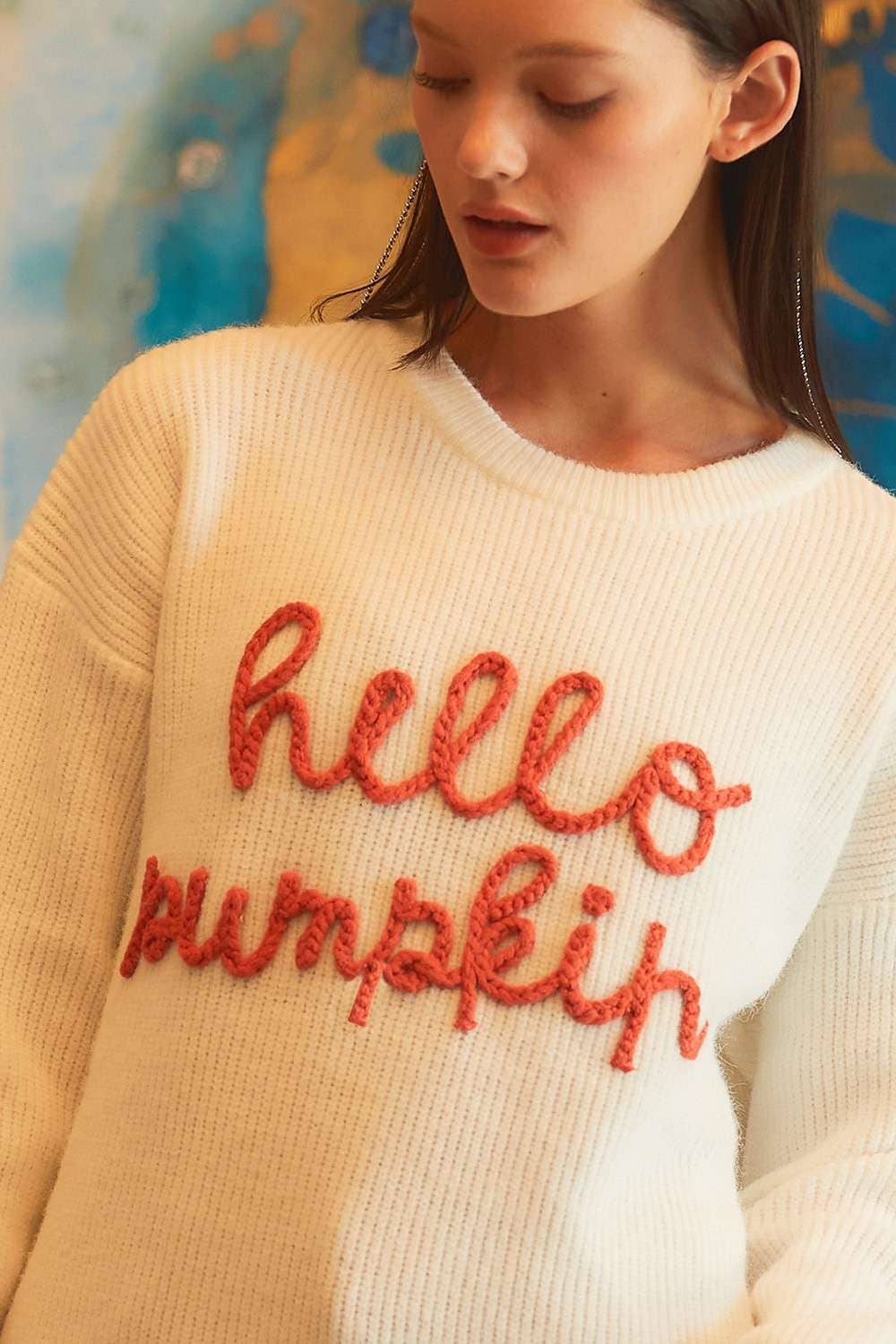 Hello Pumpkin Letter Verbiage Sweater