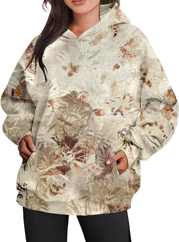 Camouflage hoodie Oversized sports hoodie with maple print