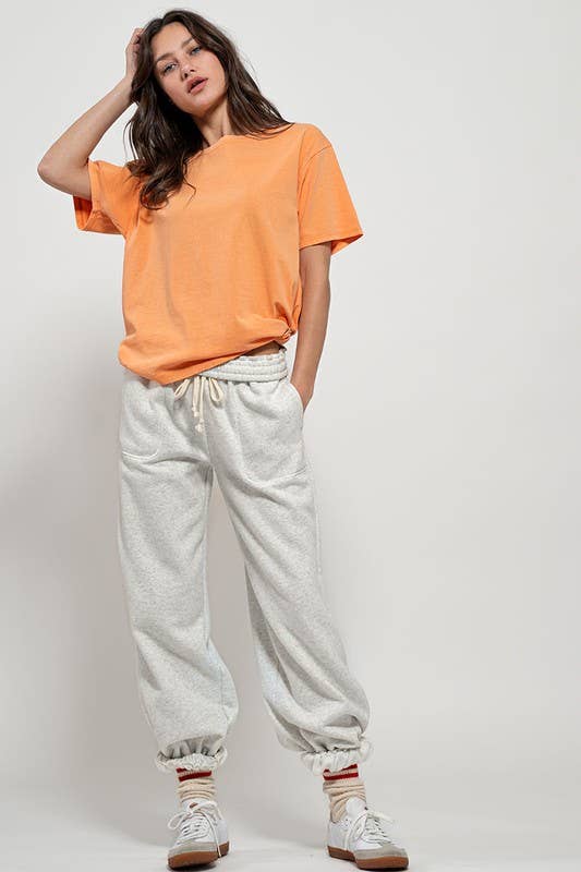 ELASTIC DRAWSTRING COTTON SWEATPANTS