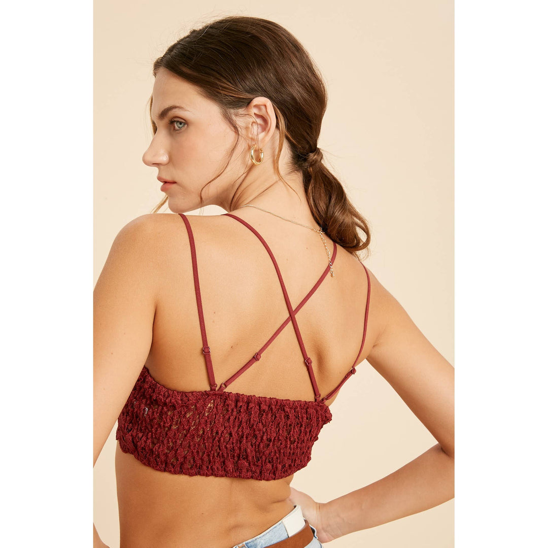 DOUBLE STRAP SCALLOPED LACE BRALETTE / WL17-0136