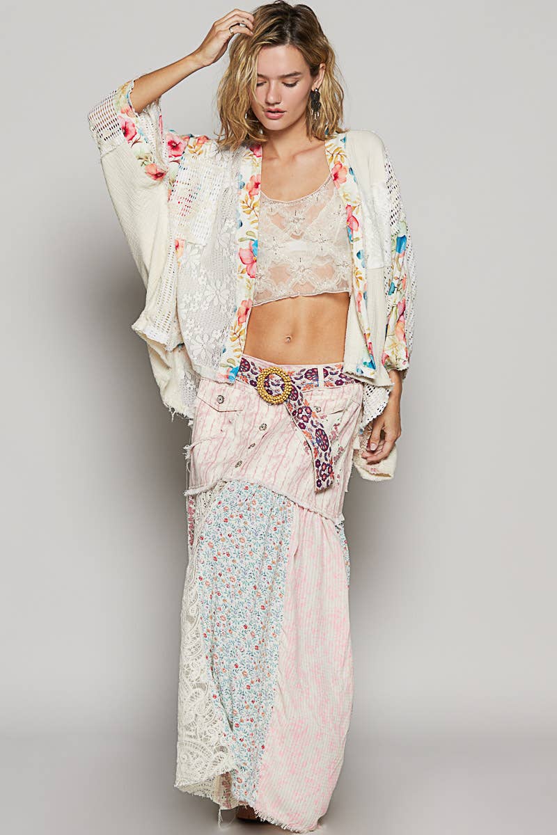 Oversized floral pattern double gauze cardigan SALE
