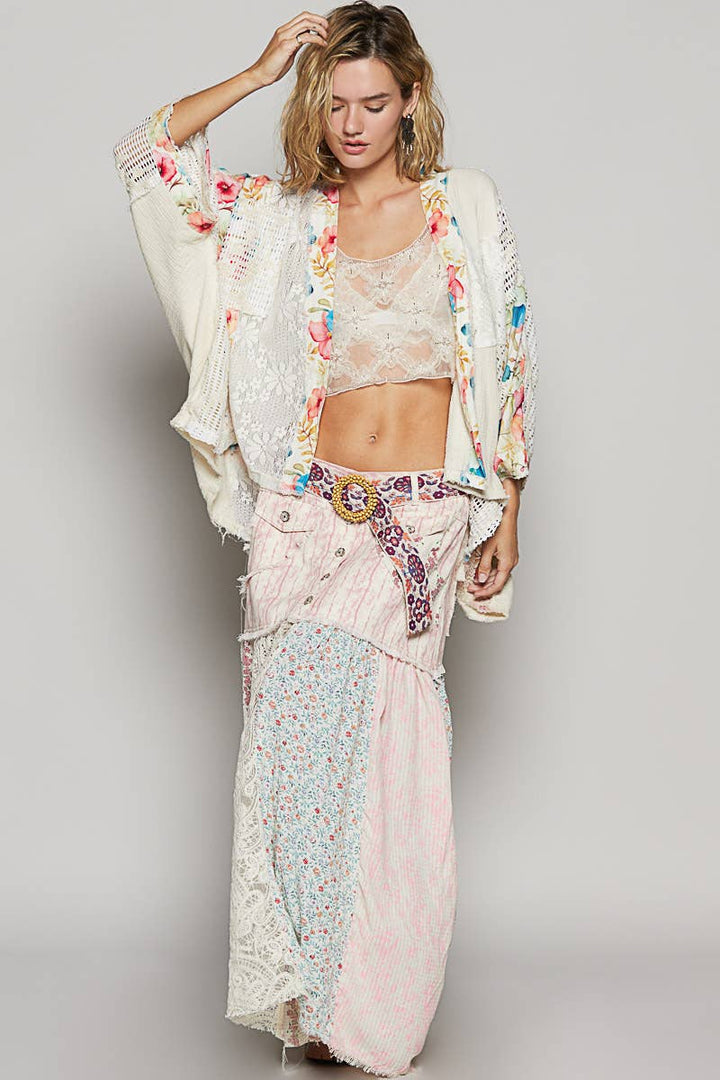 Oversized floral pattern double gauze cardigan SALE