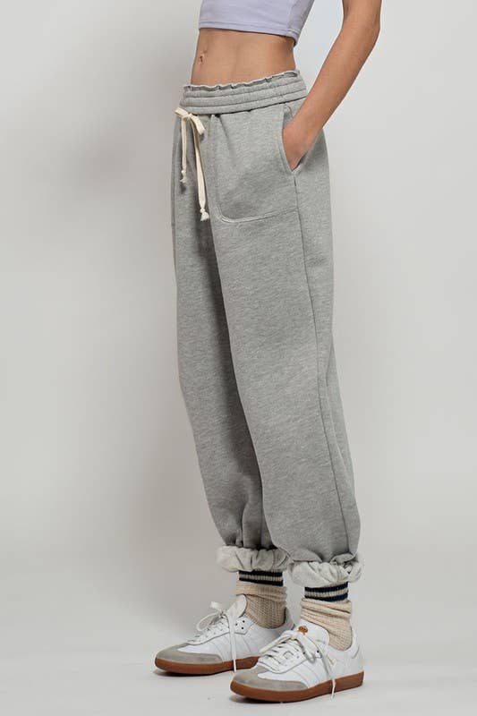 ELASTIC DRAWSTRING COTTON SWEATPANTS