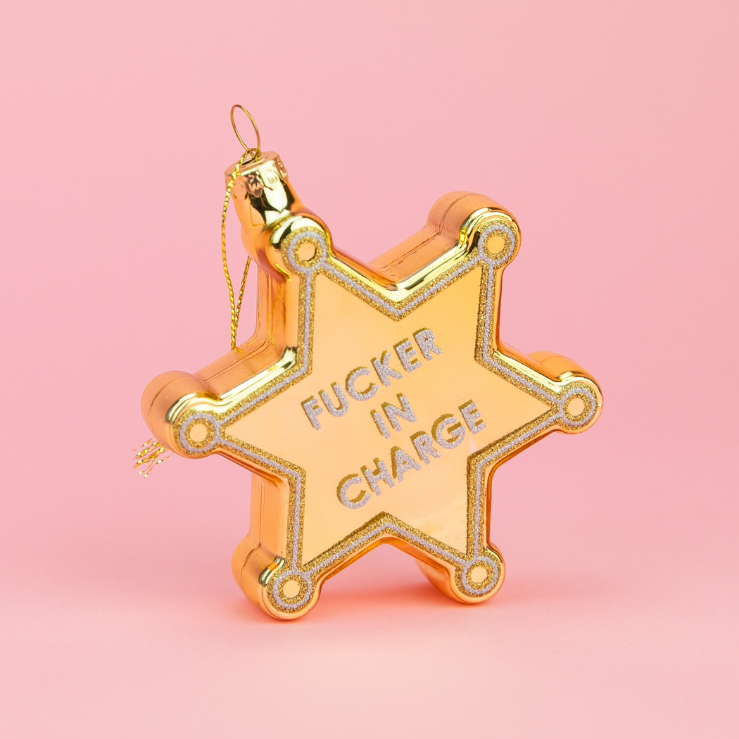 Fucker In Charge - Funny Glass Ornament, Holiday Gift