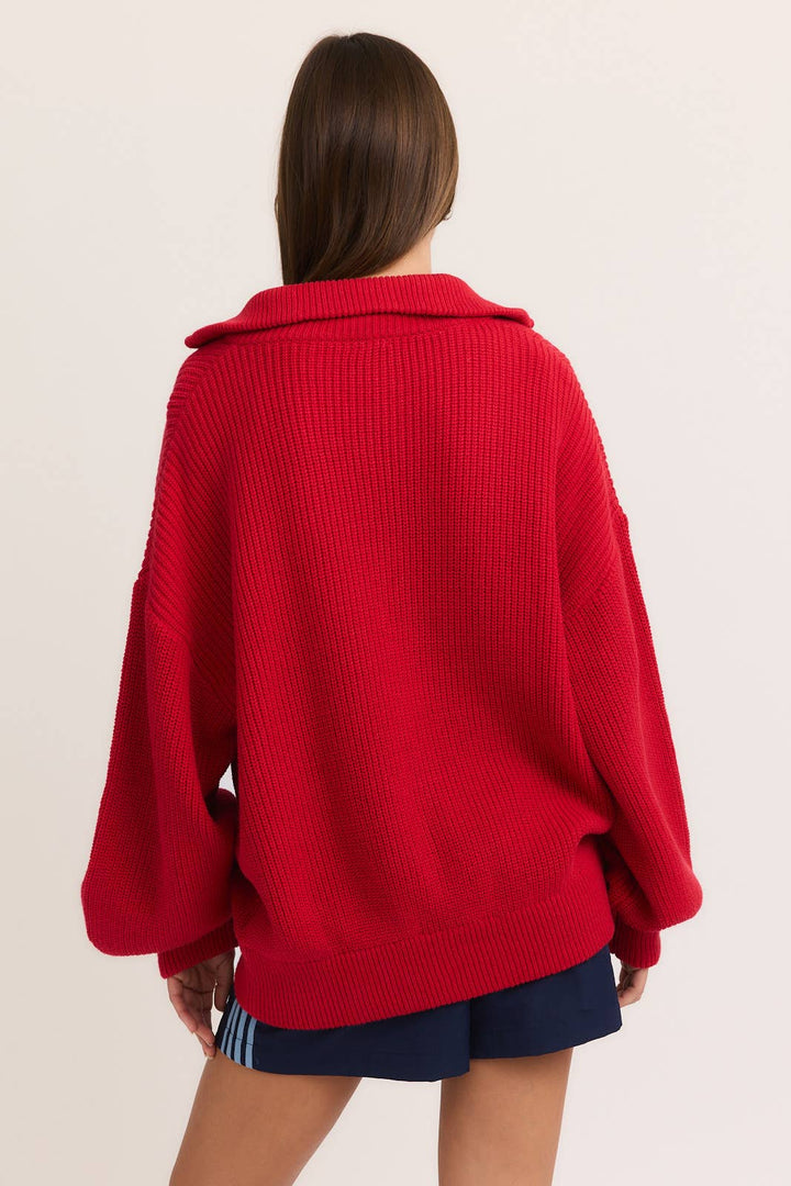 ZIP UP OVERSIZED SWEATER CARDIGAN