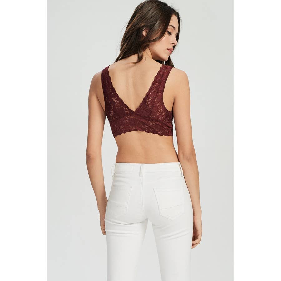 SCALLOPED LACE V NECK PADDED BRALETTE / T8233_P