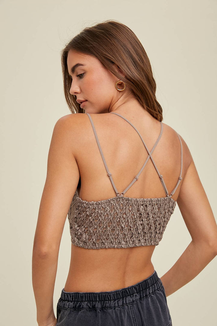 DOUBLE STRAP SCALLOPED LACE BRALETTE / WL17-0136