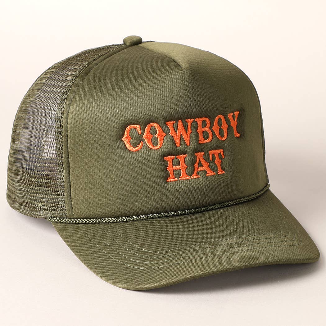 Cowboy Hat Embroidered Mesh Back Trucker Cap