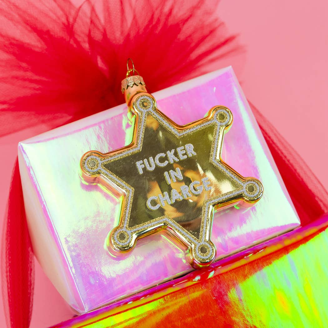 Fucker In Charge - Funny Glass Ornament, Holiday Gift