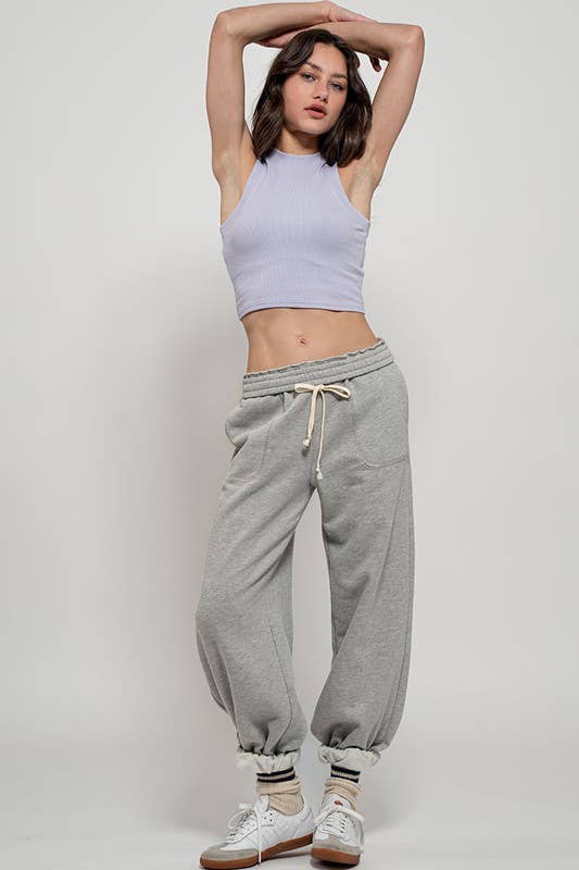 ELASTIC DRAWSTRING COTTON SWEATPANTS