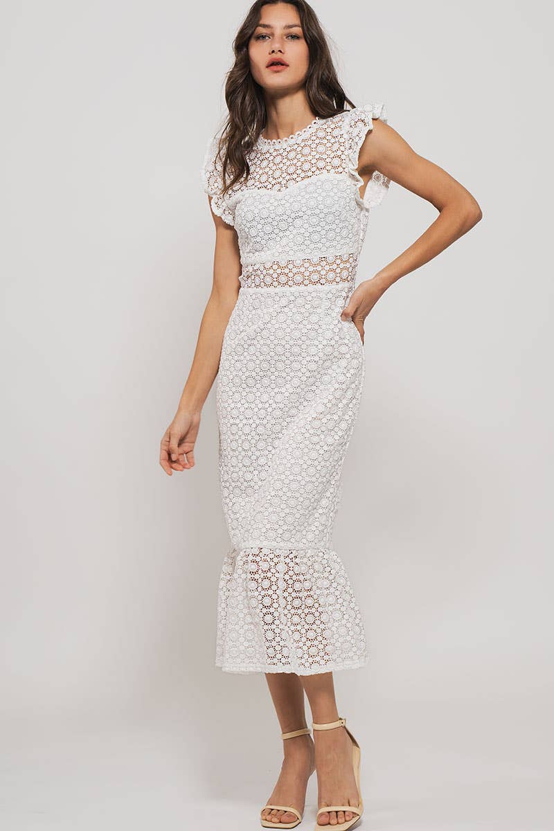 Laced Web Midi Dress