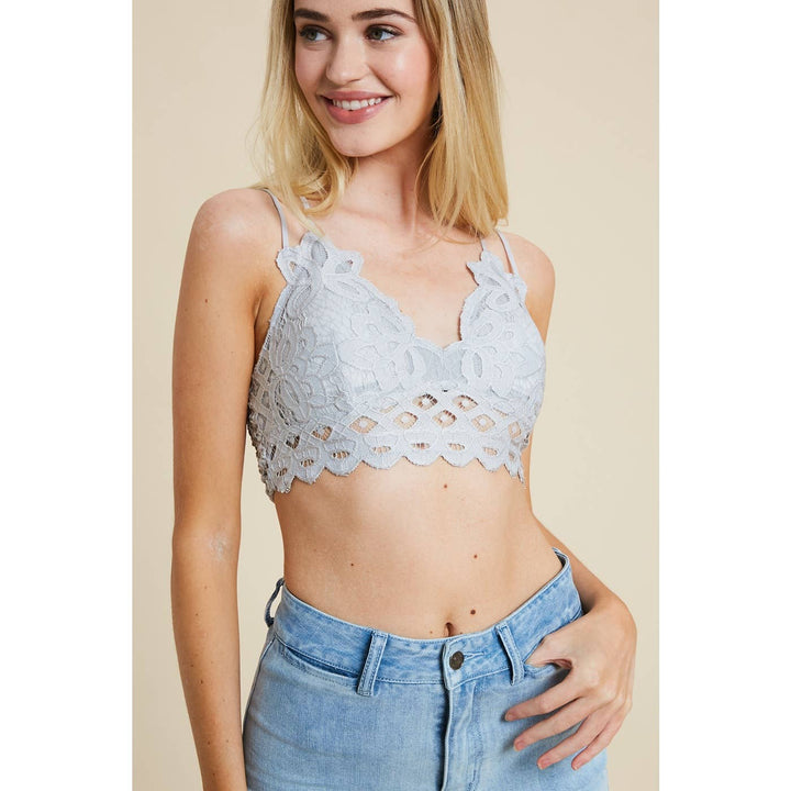 DOUBLE STRAP SCALLOPED LACE BRALETTE / WL17-0136