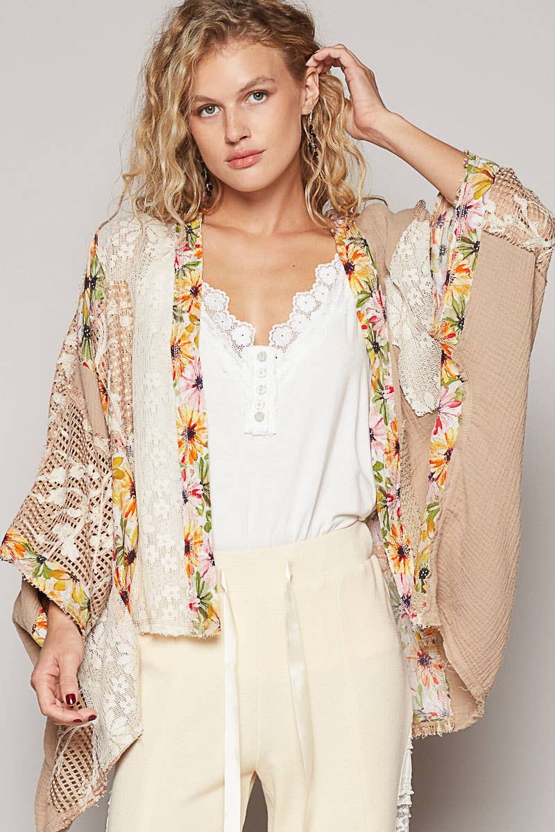 Oversized floral pattern double gauze cardigan SALE