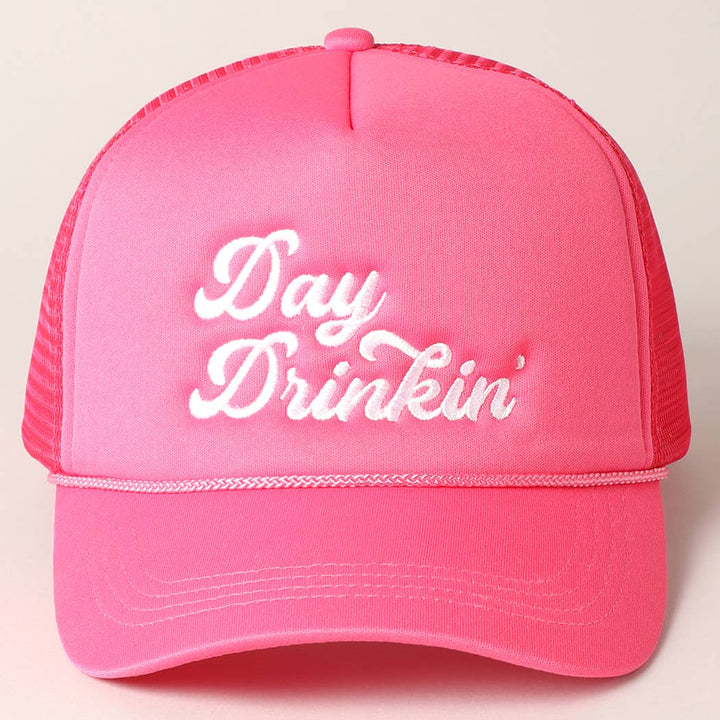 Day Drinkin Texts Embroidery Mesh Back Trucker Hat