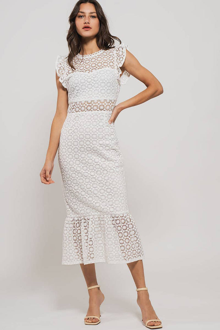 Laced Web Midi Dress