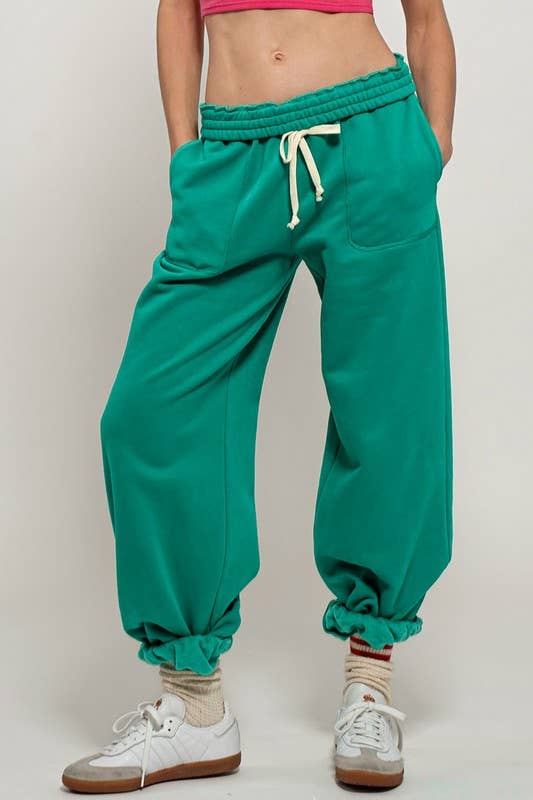 ELASTIC DRAWSTRING COTTON SWEATPANTS