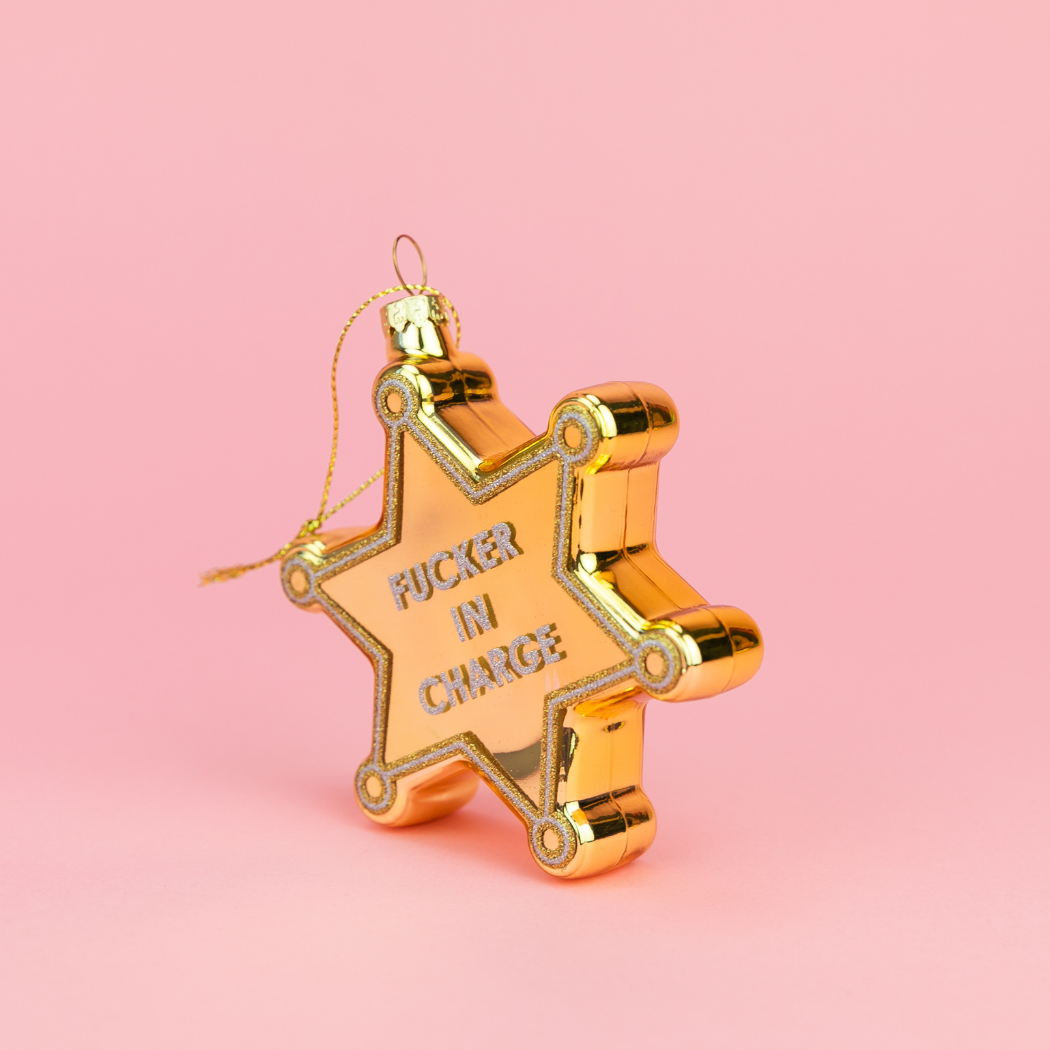 Fucker In Charge - Funny Glass Ornament, Holiday Gift