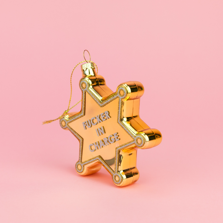 Fucker In Charge - Funny Glass Ornament, Holiday Gift